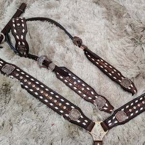 Haute qualité personnalisé Premium Western équestre en cuir cheval Headstall poitrine collier perlé Cactus conception usiné à la main personnalisé bas - Product Image 6