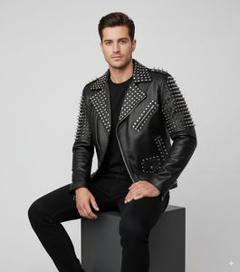 Chaqueta de Piel de Vaca/Oveja para Hombre, Estilo Motero, Ropa de Calle, Invierno, Cuero Genuino, Tendencia en Venta - Product Image 1