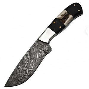 Cuchillo Skinner de Acero de Damasco Hecho a Mano Personalizado Burraq, Mango de Resina, Funda de Cuero, para Camping, Caza, Bricolaje, Compatible con OEM - Product Image 6