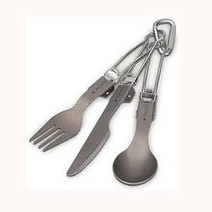 Juegos de cubiertos de acero inoxidable chapados en plata Juego de cubiertos Royal Vintage impresionante con asa plegable de bucle con llavero - Product Image 1