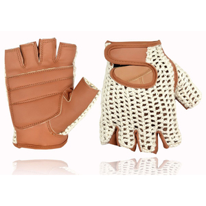 Guantes de cuero sin dedos para hombre, conducción de coches, ciclismo, Fitness, guante para hombre, guantes de cuero Napa italiano, Media Piel de ciervo, piel de cordero - Product Image 4