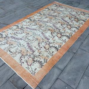 5.8x9.8 ft Vintage Rug, <b>Brown</b> Camouflage Turkish <b>Wool</b> Rug - Product Image 3
