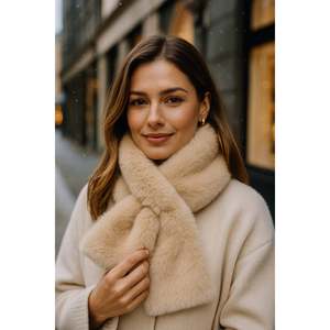 Imported Soft Furred Beige Scarf, Winter Warm Premium Plush <b>Neck</b> <b>Warmer</b> Byn01-1 - Beige - Product Image 2