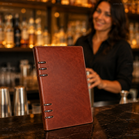 Porte-menu de restaurant en cuir PU moderne, imperméable et écologique, avec logo personnalisé, format A4 A5, pour hôtel, café, vente en gros