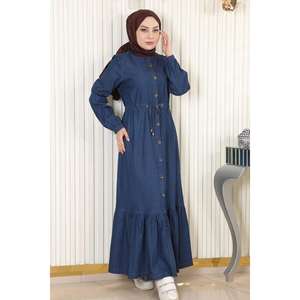 Robe en jean décontractée avec ceinture à nouer et boutons - Product Image 3