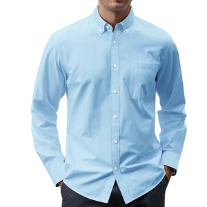 Personnalisé kaki gris hommes chemise décontractée Offre Spéciale à manches longues coton couleur unie grande taille lâche revers conception - Product Image 1