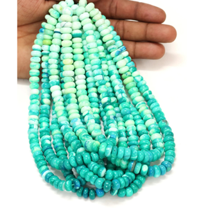 Hermosas Cuentas de Ópalo Verde Oscuro en Forma de Rondelle Lisa, 15' 8-10mm, Cuentas de Piedras Preciosas Lisas de Calidad AAA - Product Image 1