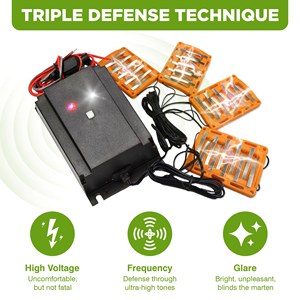 Sistema Repelente de Martas por Ultrasonido, Inodoro, No Tóxico, Disuasor de Plagas con Destello de Luz de Alto Voltaje, Fácil Instalación - Product Image 3
