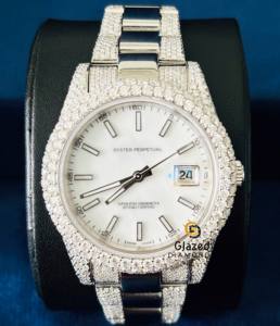 Montre personnalisée de luxe en acier inoxydable glacé pour hommes Top Brand Hip Hop Style VVS Moissanite Diamond Analog Dial Glass - Product Image 3