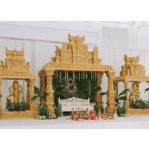 Décoration de Mandap de mariage traditionnel du temple de Tirupati – Achetez un ensemble de Mandap Manavarai personnalisé de style traditionnel sud-indien – Vente à New York - Product Image 1