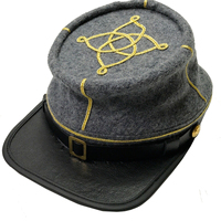 Gorra Kepi Gris de Infantería Confederada Civil - Bordado a Mano, Impresión Digital, Servicio Personalizado, Cuatro Estaciones, Unisex para Adultos