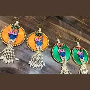 Multicolor Krishna Ji Dorr Hangings Shubh Labh Door Hanging Designer Moti Work y Gotta Work Hangings para la decoración de la boda - Product Image 4