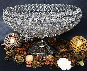 Cuenco de flores de mesa de plata con cuentas de cristal de lujo con Base de Metal boda evento Hogar y decoración de boda centros de mesa - Product Image 6