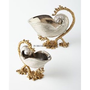 Ensemble de 3 fournitures de bol de forme ronde en métal à revêtement en poudre de couleur blanche avec base de créateur de fleurs plaquées or de haute qualité - Product Image 4