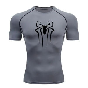 Camiseta de manga larga Rashguard Sun 100% poliéster compresión Rashguard gimnasio camisas hombres medias entrenamiento Rash Guard camisa roja - Product Image 5
