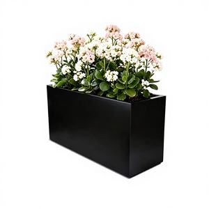 Jardinière carrée en acier galvanisé noir de 110 L, style américain moderne, pour extérieur/intérieur, pot de fleurs de jardin, décoration élégante pour la maison - Product Image 1
