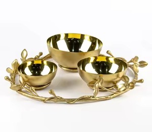Artistic Silver And Gold <b>Metal</b> <b>Bowl</b> With Nature Inspired Circular Frame Perfect For Unique Home Accent Decor - Product Image 6
