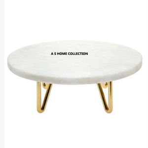 Palm Design créatif deux couches après-midi ménage assiette en bois aluminium métal Snack Dessert gâteau support - Product Image 3