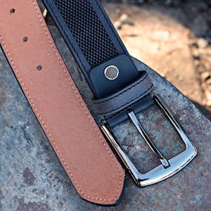 Cinturón de hombre de moda informal de lujo de longitud personalizada hecho a mano turco de alta calidad cómodo negro piel de vaca ajustable de acero inoxidable - Product Image 5