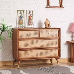 ตู้ลิ้นชักไม้มะม่วงแท้สไตล์ฟาร์มเฮาส์แบบพับได้ พร้อมลิ้นชักเก็บของขนาดใหญ่ 2 ช่อง และขนาดเล็ก 2 ช่อง สำหรับห้องนั่งเล่น โรงแรม โรงเรียน - Product Image 2