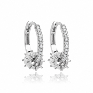 Pendientes de Aro Redondos con Circonita CZ, Joyería Turca Hecha a Mano al por Mayor, Plata de Ley 925 - Product Image 2