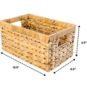 ISLA Lot de 2 paniers de rangement rectangulaires en jacinthe tressée à la main, bacs organisateurs polyvalents avec poignées intégrées pour étagère, placard, armoire OEM - Product Image 5