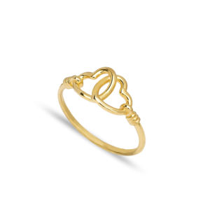 Anillo liso con diseño de corazón doble, venta al por mayor, joyería de plata hecha a mano, joyería de plata esterlina 925 turca - Product Image 1