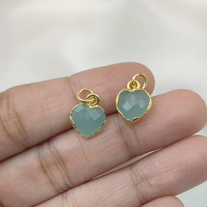 Vente en gros 10mm Aqua calcédoine en forme de coeur Bijoux en argent sterling plaqué DIY fabrication de bijoux pendentif à breloque Fournisseur en gros - Product Image 4