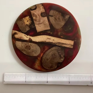 New Collection Round Wooden and <b>Clear</b> <b>Resin</b> Stone Coasters Durable Drink Coasters for Hotel Rooms, Restaurants, Offices, and - Product Image 1