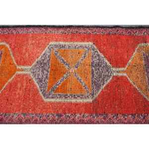 3.2x10.6 ft Turkish Rug, Vintage <b>Runner</b> Rug, <b>Red</b> Orange Plants & trees Rug - Product Image 4