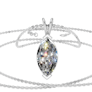 Chaîne à maillons tendance en rhodium plaqué populaire pour hommes et femmes, pendentif en moissanite de 1,5 carat, coupe marquise, collier cadeau et fête - Product Image 1