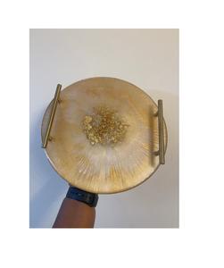 Designer resin <b>tray</b> with metal handle suitable for elegant living room <b>kitchen</b> dining table decor serving - Product Image 3