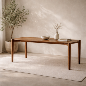 Table à manger ovale en bois de manguier massif GAIA |   Meubles de style Japandi du milieu du siècle |   Forme organique, design minimaliste de luxe - Product Image 5