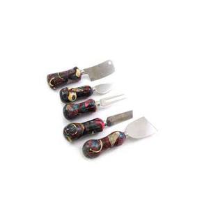 Ensembles d'outils à fromage et couteau à fromage à lame plaquée argent en acier inoxydable de qualité supérieure avec manche solide en résine multicolore - Product Image 1