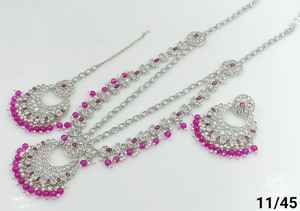 ÚLTIMO COLLAR LARGO DE FANTASÍA ANTIGUO CHAPADO EN PLATA SIN CORTAR CON CONJUNTO DE PENDIENTES MANGTIKKA Y CONJUNTO DE JOYERÍA PARA MUJER - Product Image 4