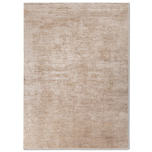 Entropy Warm Cream/White Sand Hand Knotted Wool Bamboo Silk <b>Rug</b> 7-8mm Thickness 8x10 ft Rectangular Solid Color Home Bedroom - Product Image 1