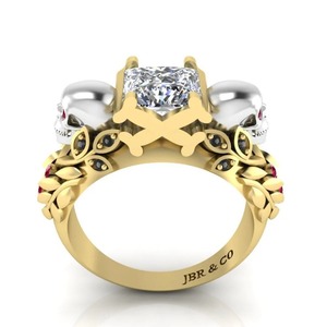 Anillo de compromiso con diseño de calavera de Plata de Ley 925 con diamante de princesa hecho a mano para mujer a precio de fábrica, anillo de moda de lujo - Product Image 4