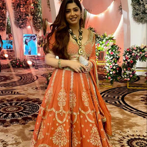 Premium Faux Georgette Polyester Lehenga Choli Set Heavy Sequin Thread Embroidery <b>Flared</b> <b>Skirt</b> Cancan Matching Dupatta Bollywood - Product Image 1