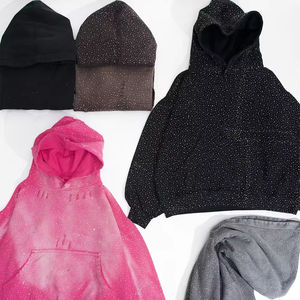 Sudaderas con capucha con diamantes de imitación desteñidos al sol Vintage para hombre con lavado ácido de invierno bordado con logotipo personalizado 100% algodón desgastado - Product Image 4