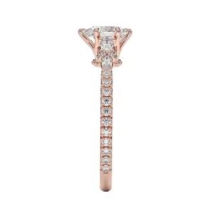 Anillo solitario de moissanita de corte de pera personalizado en plata esterlina S925 con anillo de mujer de joyería chapado en oro - Product Image 5