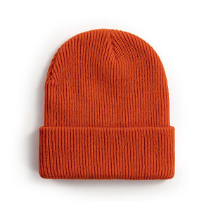 2025 nuevos gorros al por mayor Color sólido Unisex sombrero de invierno liso de alta calidad gorro de punto acrílico suave con puños para adultos - Product Image 3