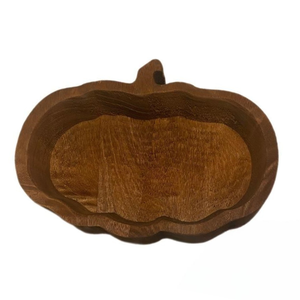 Bols à pâte en bois vente en gros-bols à pâte en bois rustique marron ferme en forme de citrouille pour bougie personnalisée à la main au Vietnam - Product Image 1