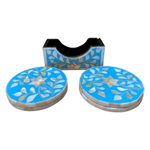 Posavasos con incrustaciones de nácar MOP de nácar Premium de alta calidad Bandejas para servir con posavasos Hoteles - Product Image 2