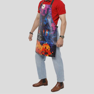 Delantal de cuero con estampado personalizado de escena embrujada, disfraz de Halloween y delantal de artista, acentos metálicos, cinturones de cuero, tamaños personalizados - Product Image 4