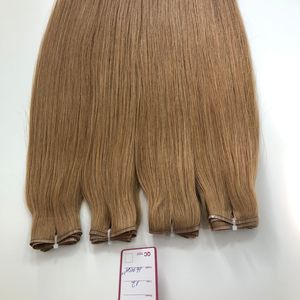Haute qualité 20 pouces droite 100% Remy Extensions de cheveux trame plate couleur brune lumière Inserter de cheveux humains - Product Image 5