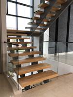 CBMmart Escalier flottant en bois de style en forme de Z personnalisé avec rampe en verre Escalier droit