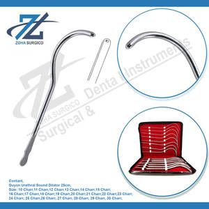 Guyon Urethral Sound Dilator Set Basic <b>Surgical</b> <b>Instruments</b> 25cm 26 Charr Manual Stainless Steel Class II Manufactured Pakistan - Product Image 3