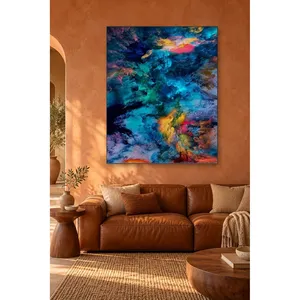 Impresión en Lienzo con Patrón Abstracto de Nubes Rosadas Turquesa Fida - Product Image 3