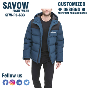 Chaqueta acolchada con aislamiento térmico para hombre, forro térmico grueso, tela de carcasa Exterior a prueba de viento, bolsillos profundos, cuello alto para extremo - Product Image 4