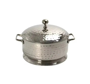 Pot de cuisson classique en acier inoxydable avec poignées polies et robustes en argent brillant, idéal pour les buffets d'hôtel et la vaisselle de restaurant - Product Image 1